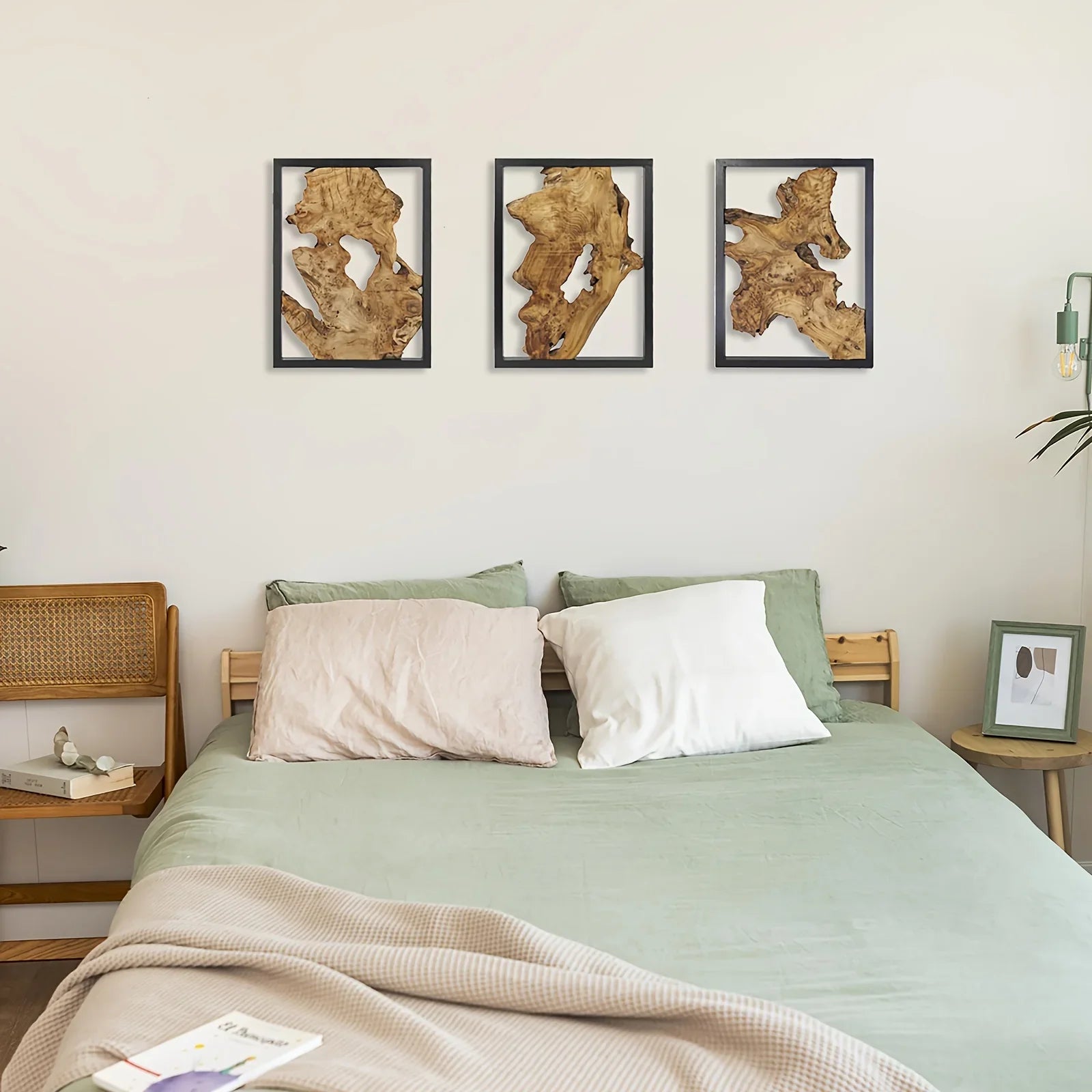 Rustic Wood Wall Art, Panel Metal Frame, 12x16 Inch Natural Wood Decor, lifestyle image - House Of Avana