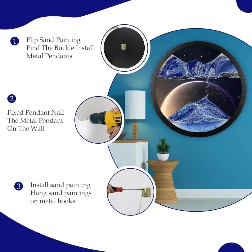 Deep Sea Art - Glass Sand Landscape in Wood Frame, side view - House Of Avana