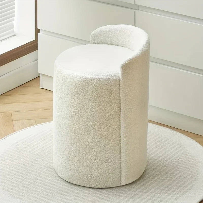 Cylindrical Vanity Stool - Sturdy Metal Frame, Soft Sponge Filling, Space-saving Design, Perfect for... - House Of Avana