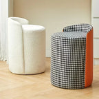 Cylindrical Vanity Stool - Sturdy Metal Frame, Soft Sponge Filling, Space-saving Design, Perfect for... - House Of Avana