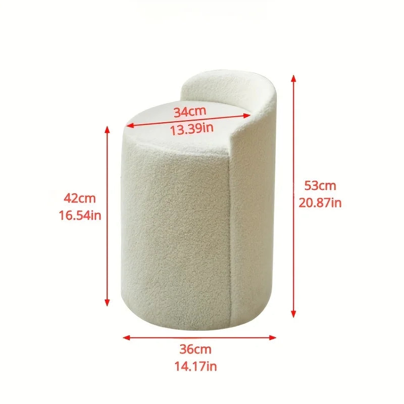 Cylindrical Vanity Stool - Sturdy Metal Frame, Soft Sponge Filling, Space-saving Design, Perfect for... - House Of Avana