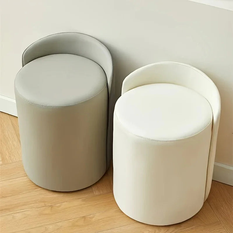 Cylindrical Vanity Stool - Sturdy Metal Frame, Soft Sponge Filling, Space-saving Design, Perfect for... - House Of Avana