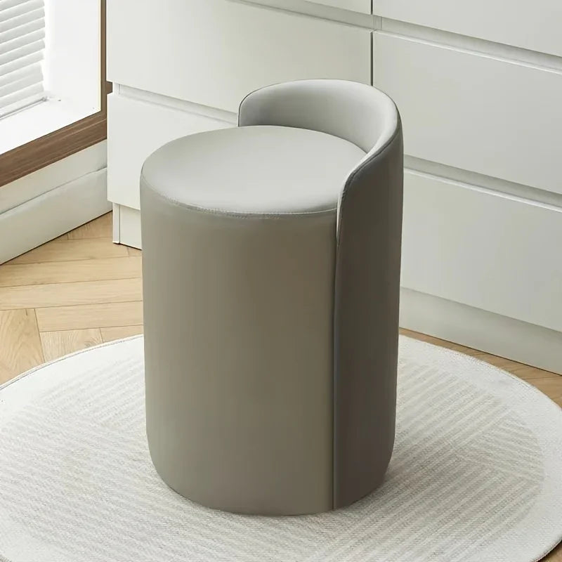 Cylindrical Vanity Stool - Sturdy Metal Frame, Soft Sponge Filling, Space-saving Design, Perfect for... - House Of Avana