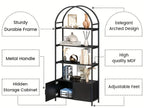 71" Industrial Arched Bookshelf with Doors - Sturdy Metal Frame, Freestanding Display Shelving Unit for... - House Of Avana
