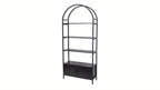 71" Industrial Arched Bookshelf with Doors - Sturdy Metal Frame, Freestanding Display Shelving Unit for... - House Of Avana