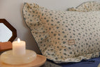 French Floral Earth Tone Double Layer Ruffle Bedding Set / Beige + Blue Ever Lasting