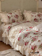 French Floral Ruffle Bedding Set / Rosé Pink Ever Lasting