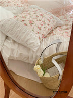 French Floral Ruffle Bedding Set / Rosé Pink Ever Lasting