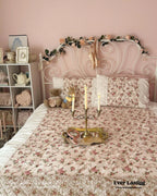 French Floral Ruffle Bedding Set / Rosé Pink Ever Lasting