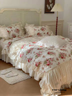 French Floral Ruffle Bedding Set / Rosé Pink Ever Lasting