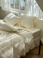 French Lace Floral Ruffle Bedding Set / Royal Blue Ever Lasting