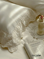 French Lace Floral Ruffle Bedding Set / Royal Blue Ever Lasting
