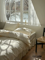 French Lace Floral Ruffle Bedding Set / Royal Blue Ever Lasting