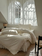 French Lace Floral Ruffle Bedding Set / Royal Blue Ever Lasting