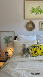 French Linen Cotton Embroidered Floral Bedding Set / White Ever Lasting
