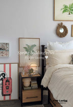 French Linen Cotton Embroidered Floral Bedding Set / White Ever Lasting