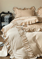 French Pleated Ruffle Bedding Set / Champagne Ever Lasting