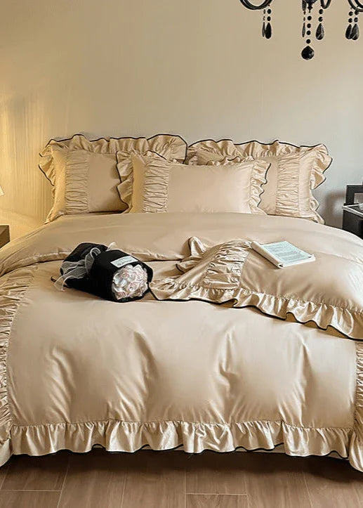 French Pleated Ruffle Bedding Set / Champagne Ever Lasting