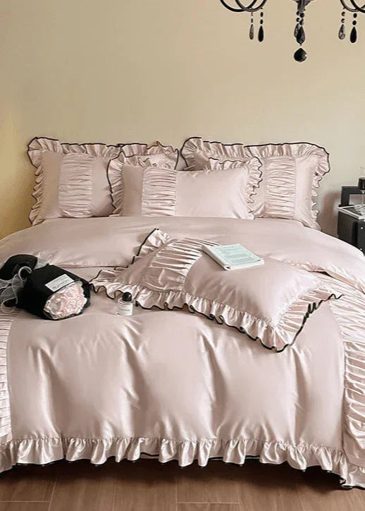 French Pleated Ruffle Bedding Set / Champagne Ever Lasting