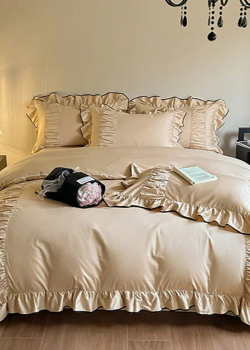 French Pleated Ruffle Bedding Set / Champagne Ever Lasting