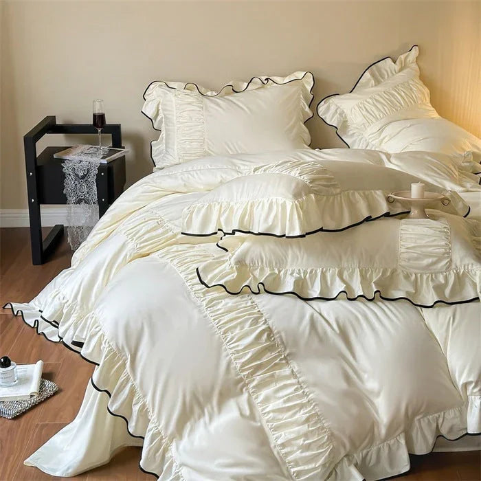 French Pleated Ruffle Bedding Set / Champagne Ever Lasting