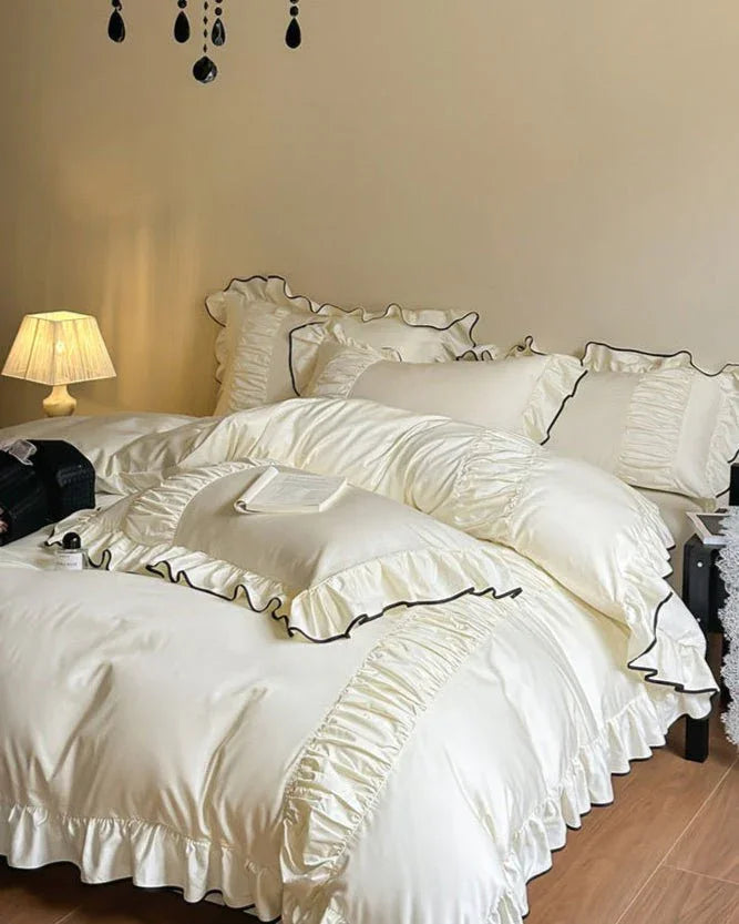 French Pleated Ruffle Bedding Set / Champagne Ever Lasting