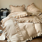 French Pleated Ruffle Bedding Set / Champagne Ever Lasting
