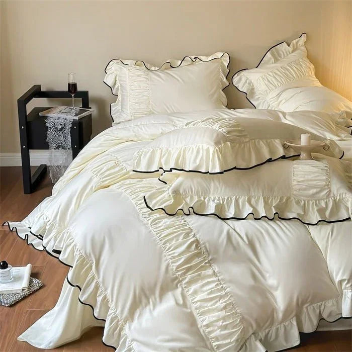 French Pleated Ruffle Bedding Set / Pink Ever Lasting
