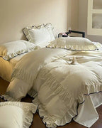 French Pleated Ruffle Bedding Set / Pink Ever Lasting