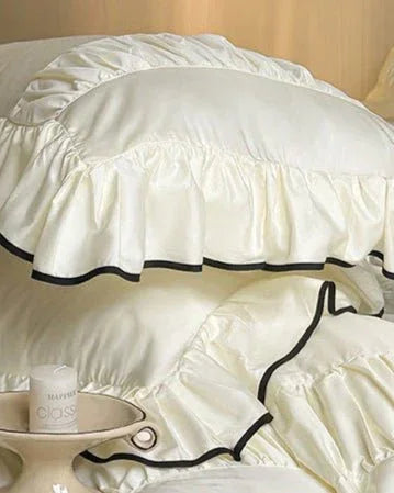 French Pleated Ruffle Bedding Set / Pink Ever Lasting