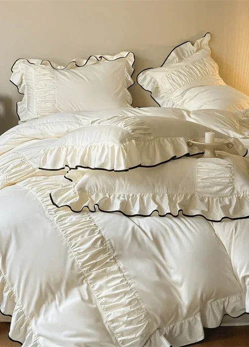 French Pleated Ruffle Bedding Set / Pink Ever Lasting