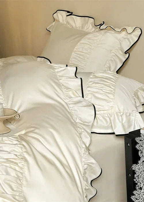 French Pleated Ruffle Bedding Set / Pink Ever Lasting