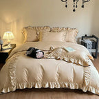 French Pleated Ruffle Bedding Set / Pink Ever Lasting