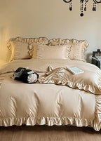 French Pleated Ruffle Bedding Set / Pink Ever Lasting