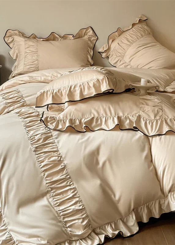 French Pleated Ruffle Bedding Set / Pink Ever Lasting