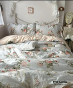 French Ruffle Floral Bedding Set / Gray Ever Lasting