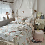 French Ruffle Floral Bedding Set / Gray Ever Lasting
