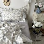 French Ruffle Floral Bedding Set / Gray Ever Lasting