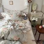 French Ruffle Floral Bedding Set / Gray Ever Lasting