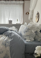 French Ruffle Floral Bedding Set / Gray Ever Lasting