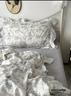 French Ruffle Floral Bedding Set / Gray Ever Lasting