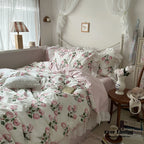 French Ruffle Floral Bedding Set / Gray Ever Lasting