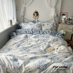 French Ruffle Floral Bedding Set / Gray Ever Lasting
