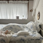 French Ruffle Floral Bedding Set / Gray Ever Lasting