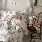 French Ruffle Floral Bedding Set / Gray Ever Lasting
