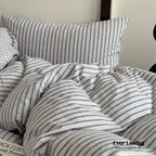 French Stripes Minimal Bedding Set / Green Yellow Ever Lasting