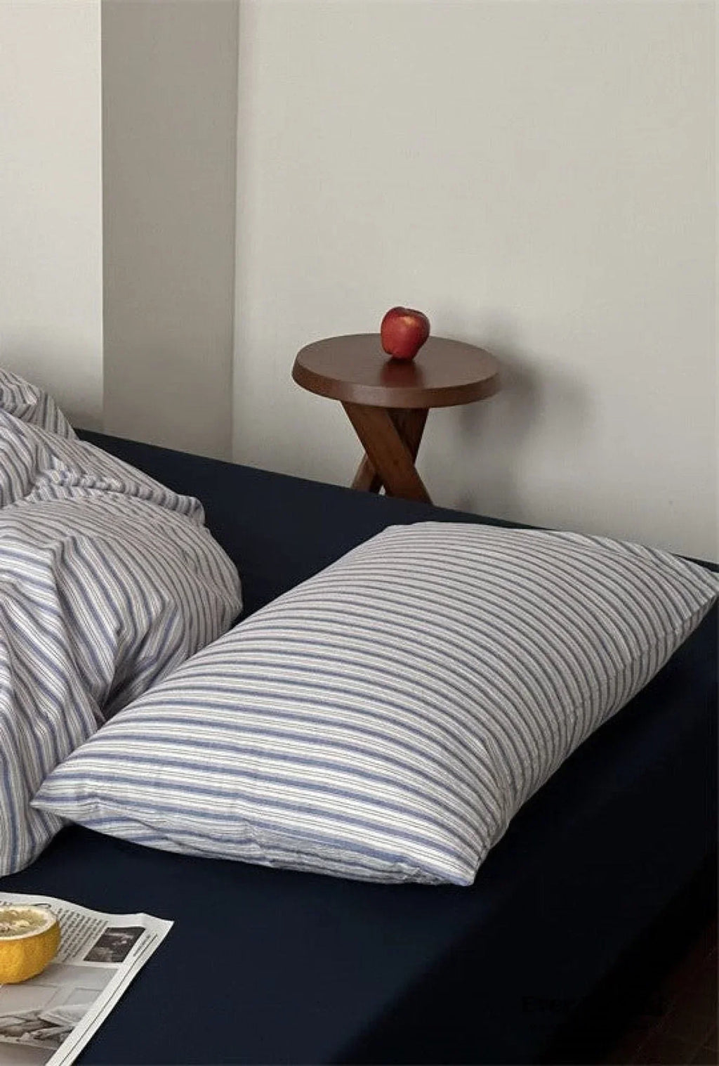 French Stripes Minimal Bedding Set / Green Yellow Ever Lasting