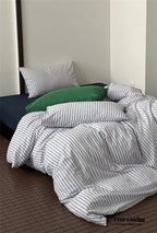 French Stripes Minimal Bedding Set / Green Yellow Ever Lasting