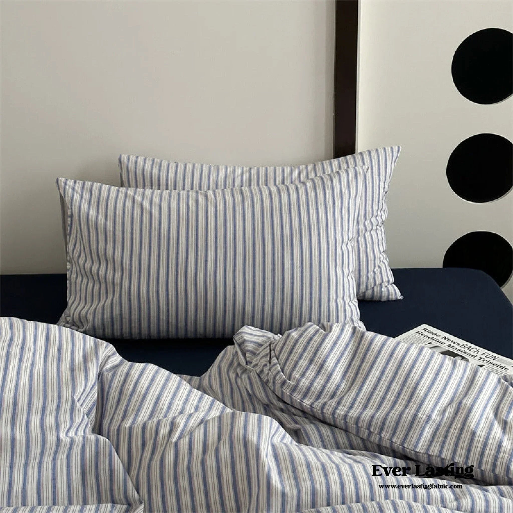 French Stripes Minimal Bedding Set / Green Yellow Ever Lasting