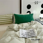 French Stripes Minimal Bedding Set / Green Yellow Ever Lasting